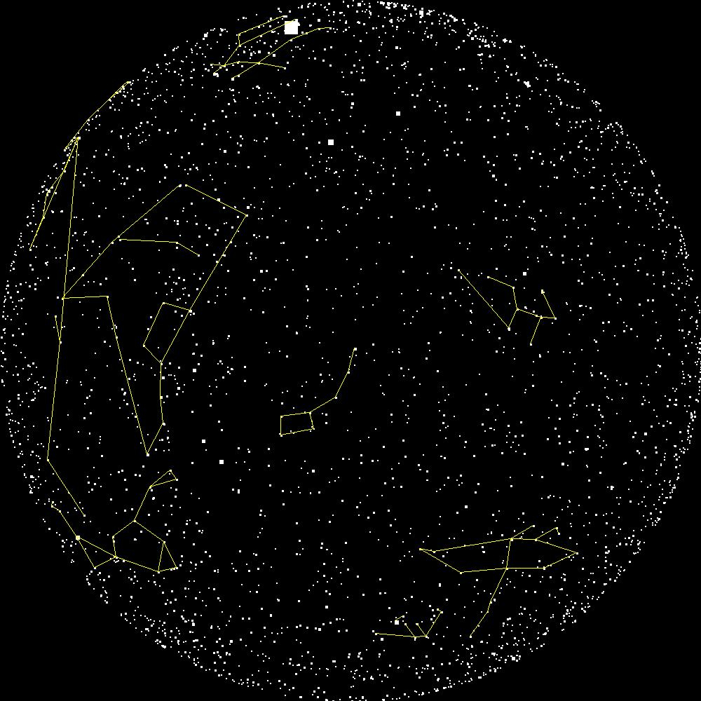 Star map with several constellations drawn on
    it