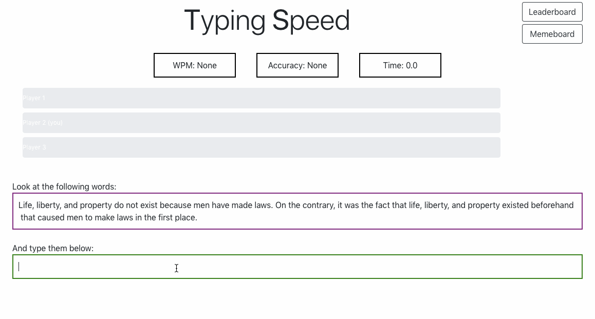 Demo of project, showing typing speed & accuracy.