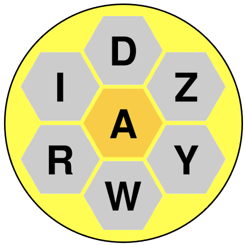 SpellingBee beehive showing AZDIRWY