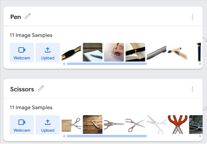 Pen and Scissors training samples