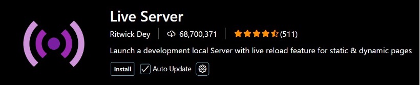 VS Code Live Server extension screenshot